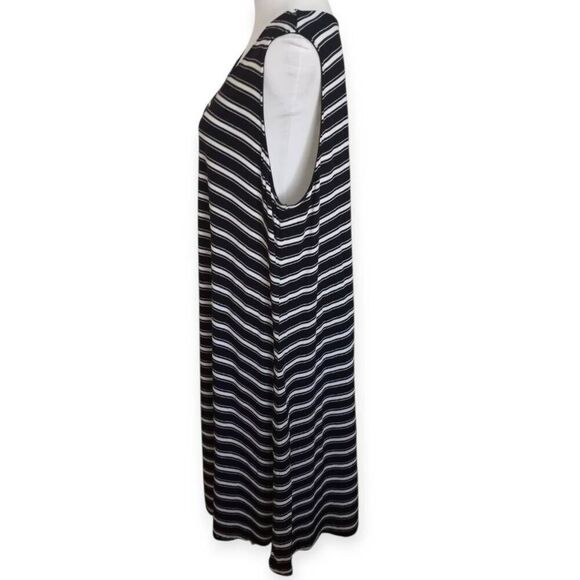 AVA & VIV BLACK & WHITE STRIPE SLEEVELESS DRESS SZ.1X EUC. - Picture 3 of 5